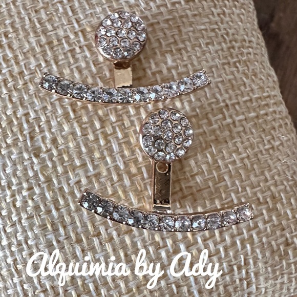 Alquimia Gold Ear Climber Earrings with Sparkling Gemstones - Picture 1 of 1